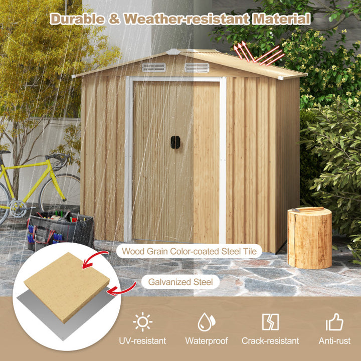 8.5x6.5FT Outdoor Weather Resistant Storage Shed Metal Ventilated Shelter with Lockable Door and Built-in Ramp