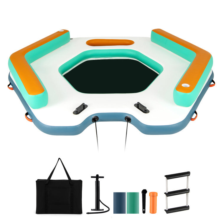 8.7FT x 8.7FT Inflatable Floating Dock Water Mat Floating Platform Island Raft with Detachable Ladder and Carry Bag