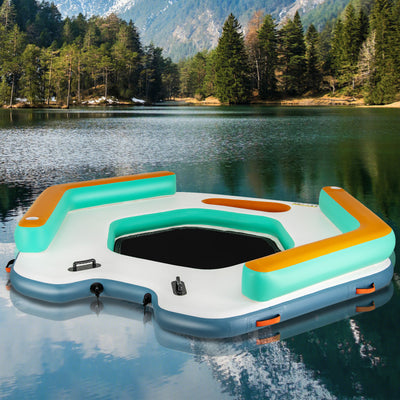 8.7FT x 8.7FT Inflatable Floating Dock Water Mat Floating Platform Island Raft with Detachable Ladder and Carry Bag