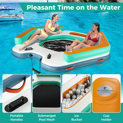 8.7FT x 8.7FT Inflatable Floating Dock Water Mat Floating Platform Island Raft with Detachable Ladder and Carry Bag