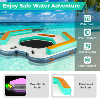 8.7FT x 8.7FT Inflatable Floating Dock Water Mat Floating Platform Island Raft with Detachable Ladder and Carry Bag