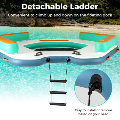 8.7FT x 8.7FT Inflatable Floating Dock Water Mat Floating Platform Island Raft with Detachable Ladder and Carry Bag