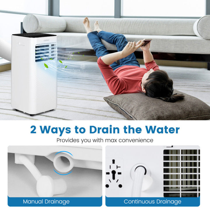 8000BTU Portable Air Conditioner 4-IN-1 Air Cooler &amp; Dehumidifier with Remote Control and 24H Timer for Home &amp; Office