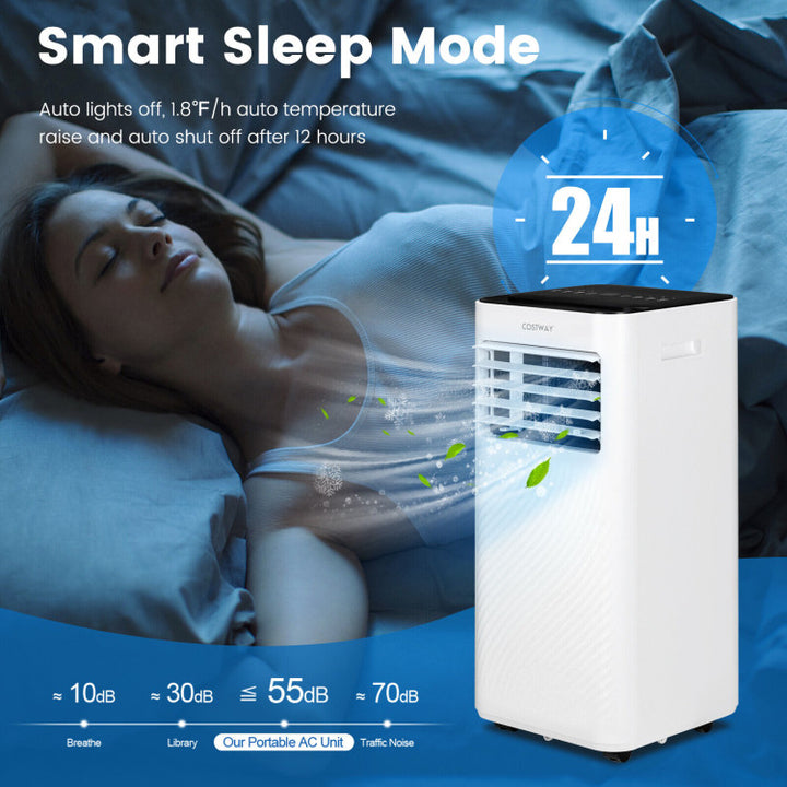8000BTU Portable Air Conditioner 4-IN-1 Air Cooler &amp; Dehumidifier with Remote Control and 24H Timer for Home &amp; Office