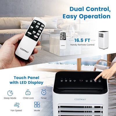 8000BTU Portable Air Conditioner 4-IN-1 Air Cooler & Dehumidifier with Remote Control and 24H Timer for Home & Office