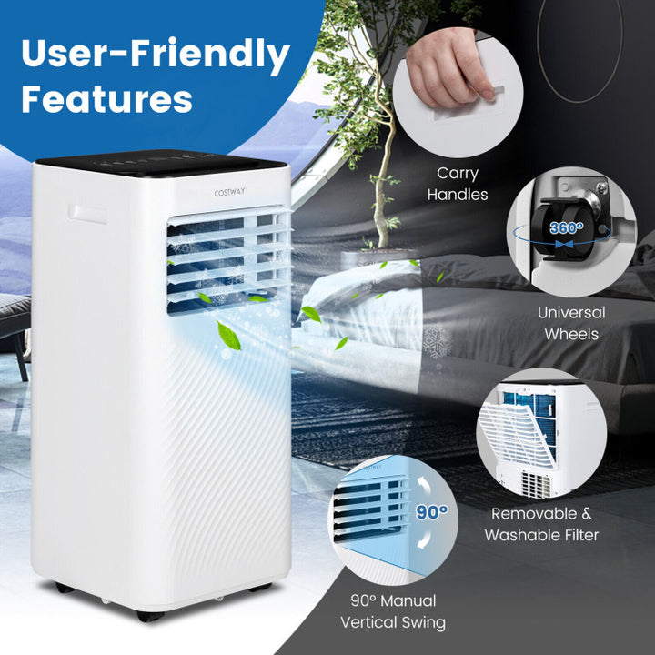8000BTU Portable Air Conditioner 4-IN-1 Air Cooler &amp; Dehumidifier with Remote Control and 24H Timer for Home &amp; Office