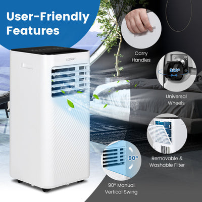 8000BTU Portable Air Conditioner 4-IN-1 Air Cooler & Dehumidifier with Remote Control and 24H Timer for Home & Office