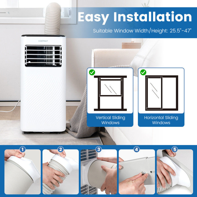 8000BTU Portable Air Conditioner 4-IN-1 Air Cooler & Dehumidifier with Remote Control and 24H Timer for Home & Office