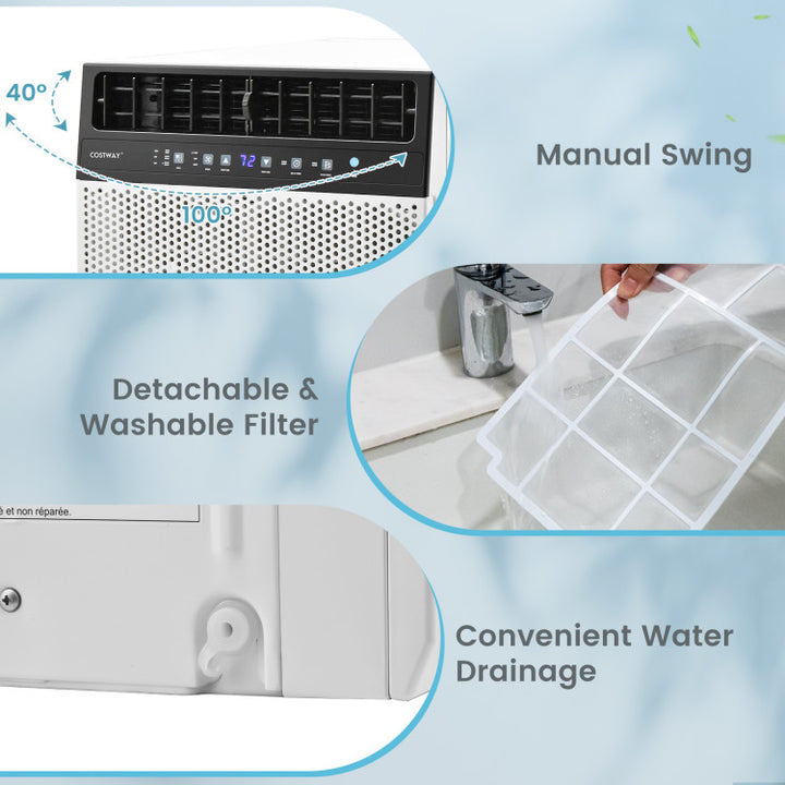 10000/12000 BTU(Ashrae) U Shaped Window Air Conditioner Dual Control Window Ac Unit Dehumidifier with 6 Modes and 3 Wind Speed