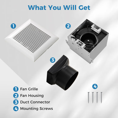 80 CFM Bathroom Exhaust Fan with Metal Housing and 4 Inches Duct