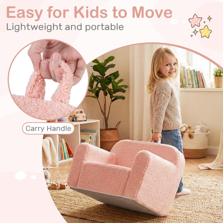 Kids Sofa, Toddler Foam Couch with Soft Fleece Fabric Cover
