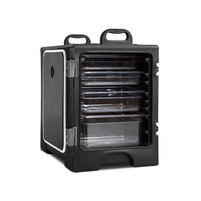81 Quart Insulated Food Pan Carrier Stainless Steel Front Loading Food Warmer with Handles and Double Buckles for Restaurant Canteen