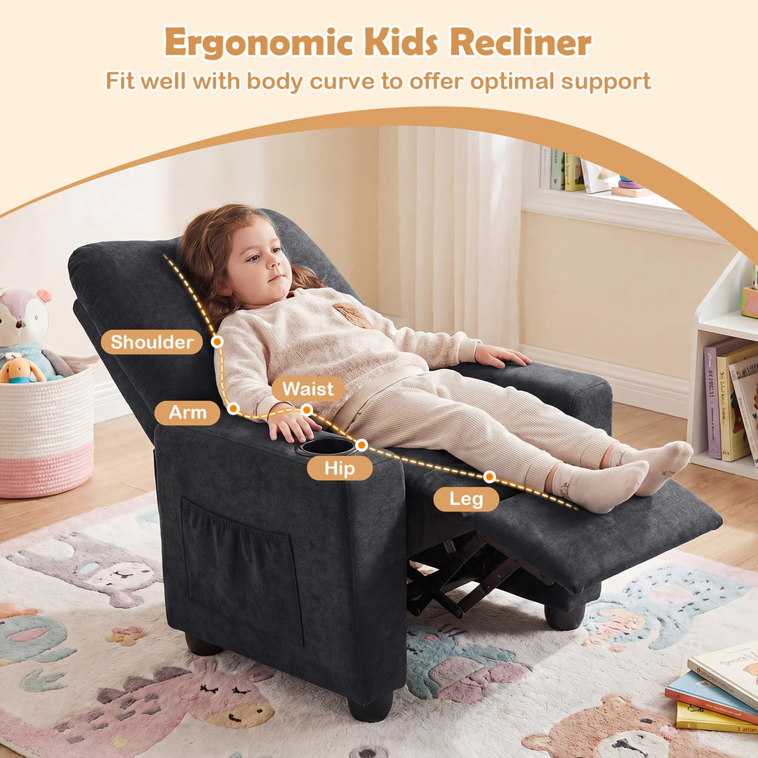 Kids Recliner, Toddler Push Back Reclining Chair with Adjustable Backrest &amp; Footrest