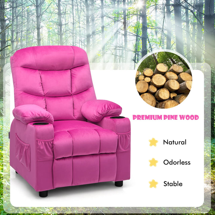 Kids Recliner Chair, Single Recliner Sofa Chair w/ Adjustable Backrest &amp; Footrest