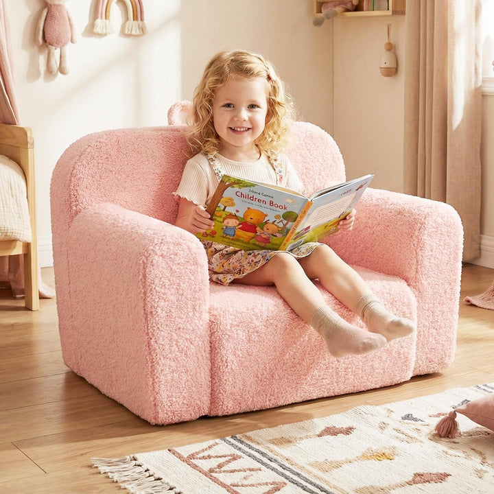 Kids Sofa, Toddler Foam Couch with Soft Fleece Fabric Cover