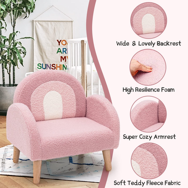Kids Sofa, Toddler Armchair with Solid Wooden Frame Anti-Tipping Design Plush Fabric
