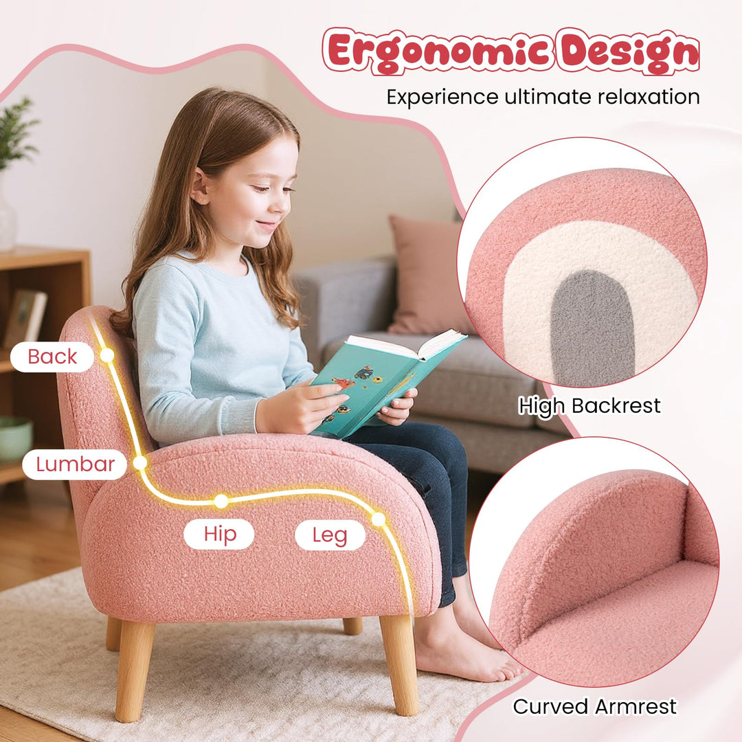 Plush Toddler Armchair, Cozy Kids Sofa with Supportive Back &amp; Armrests