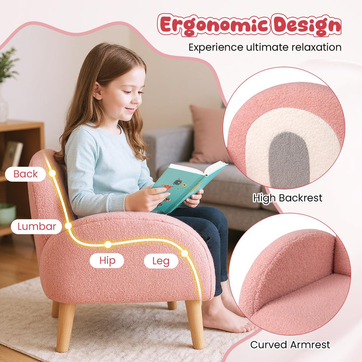 Plush Toddler Armchair, Cozy Kids Sofa with Supportive Back &amp; Armrests