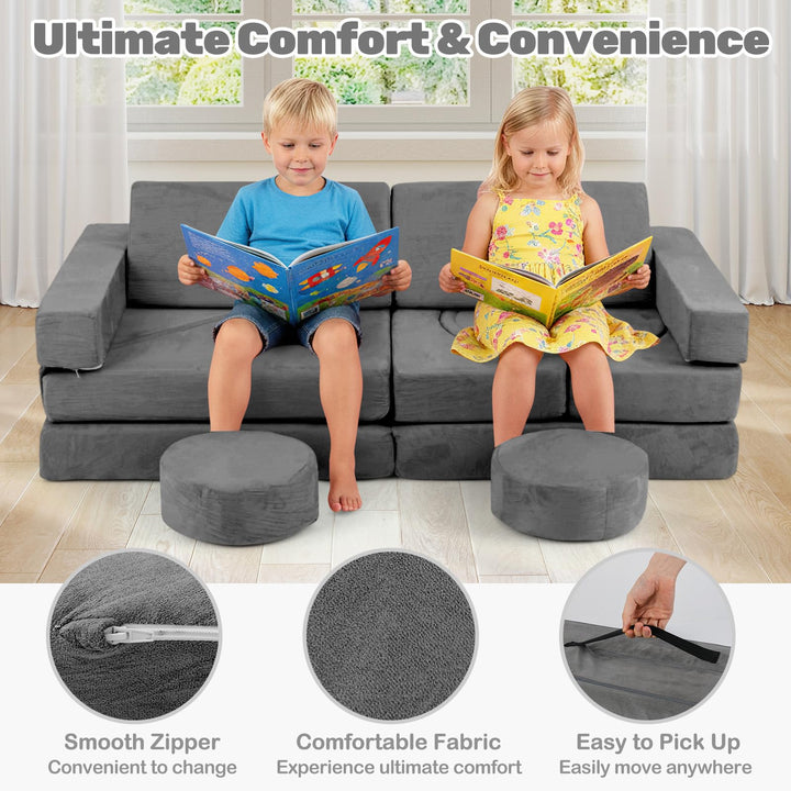 Modular Kids Play Couch, 13 PCS Toddler Creative Sectional Fort Building Sofa for Bedroom