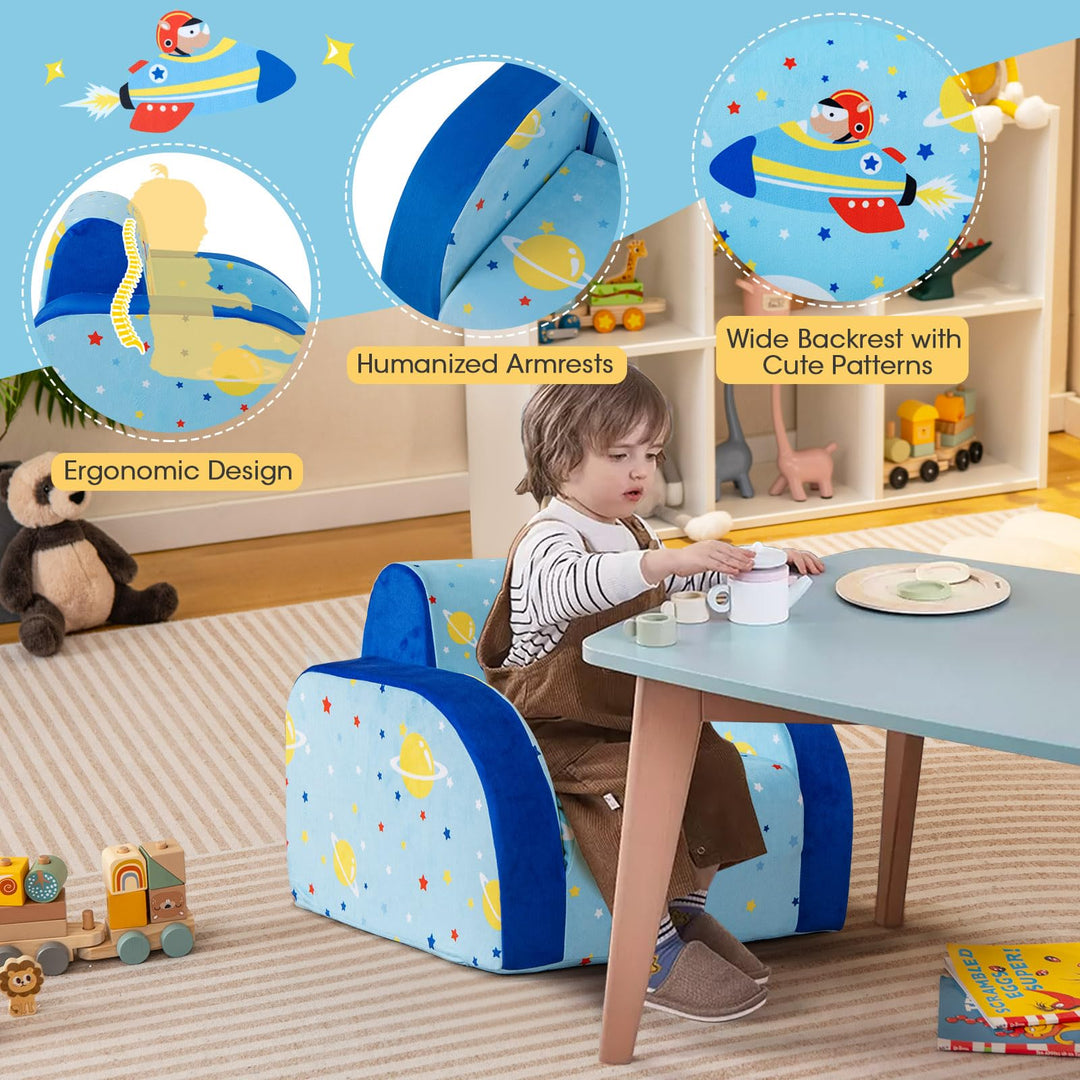 3-in-1 Convertible Chair, Kids Flip Open Seat, Children Sofa with Sponge Cushion Seat