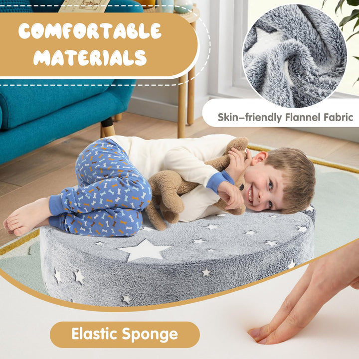 Glow-in-the-Dark Kids Chair, 2-in-1 Play Mat with Detachable &amp; Machine Washable Cover