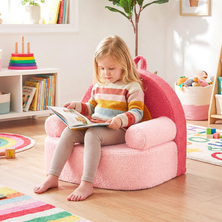 Kids Couch, Toddler Foam Sofa with Soft &amp; Machine-Washable Teddy Fleece Cover