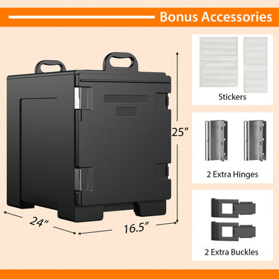 81 Quart Insulated Food Pan Carrier End-loading Hot Box with Handles for Restaurant Canteen