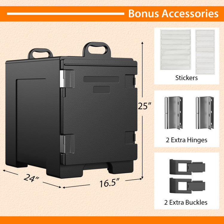 81 Quart Insulated Food Pan Carrier End-loading Hot Box with Handles for Restaurant Canteen