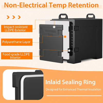 81 Quart Insulated Food Pan Carrier End-loading Hot Box with Handles for Restaurant Canteen