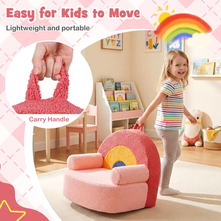 Kids Couch, Toddler Foam Sofa with Soft &amp; Machine-Washable Teddy Fleece Cover