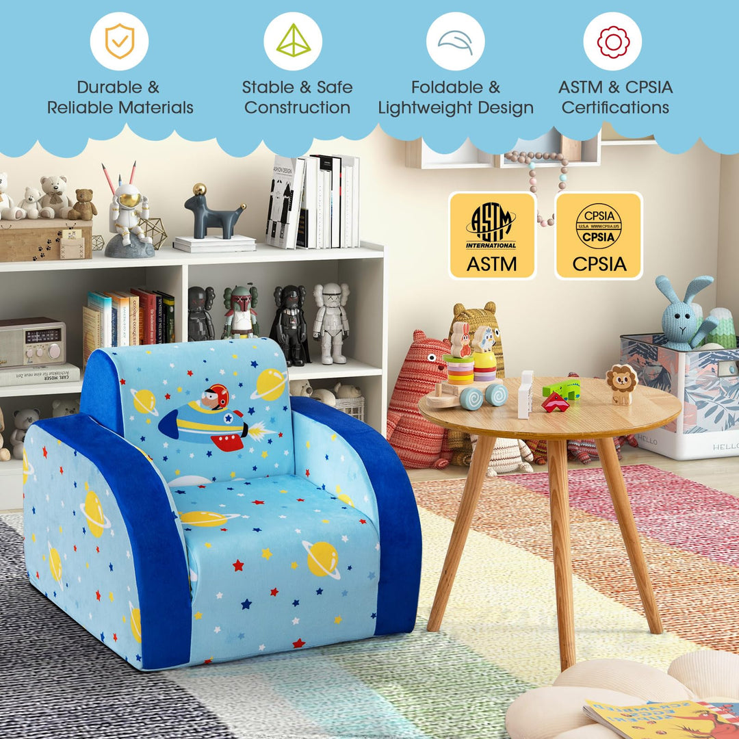 3-in-1 Convertible Chair, Kids Flip Open Seat, Children Sofa with Sponge Cushion Seat