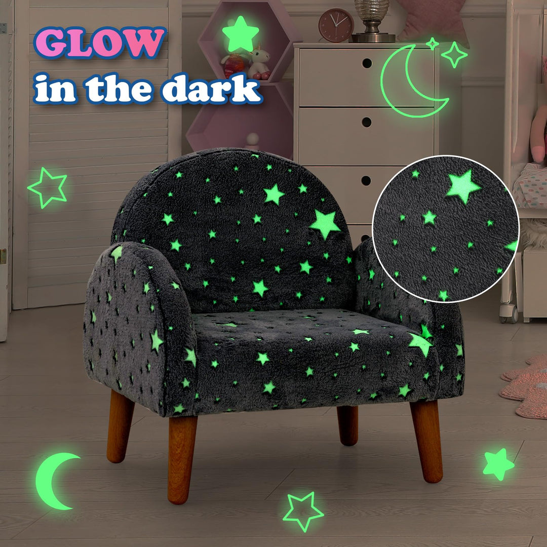 Kids Sofa with Glow in The Dark, Toddler Armchair Couch with Solid Wooden Frame Anti-Tipping