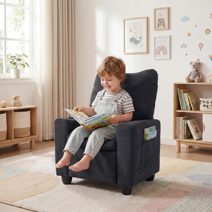 Kids Recliner, Toddler Push Back Reclining Chair with Adjustable Backrest &amp; Footrest