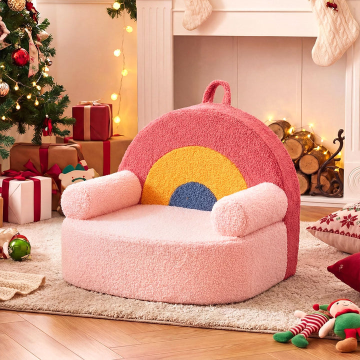 Kids Couch, Toddler Foam Sofa with Soft &amp; Machine-Washable Teddy Fleece Cover