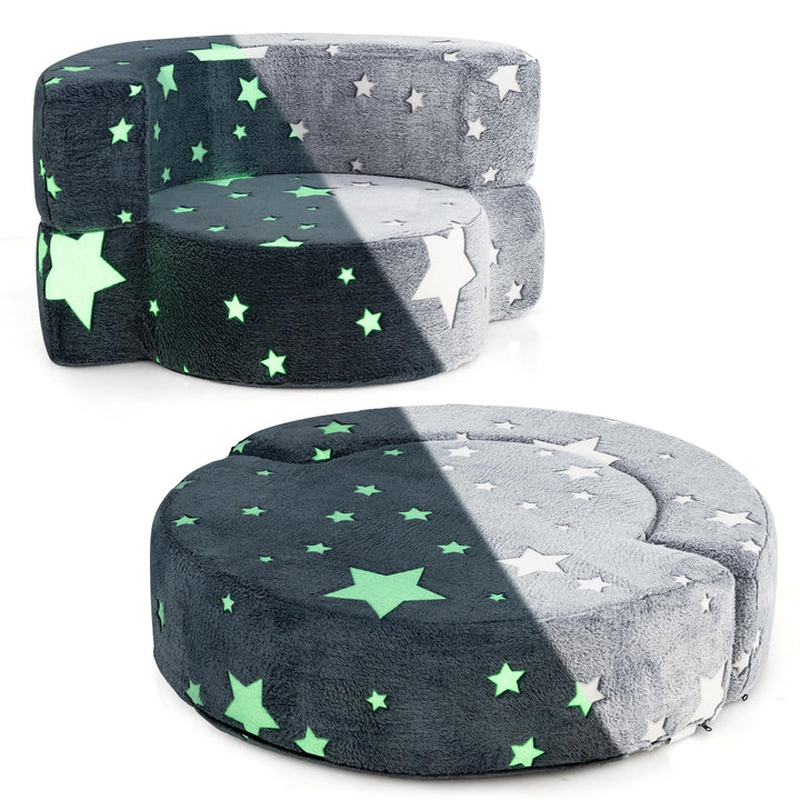 Glow-in-the-Dark Kids Chair, 2-in-1 Play Mat with Detachable &amp; Machine Washable Cover