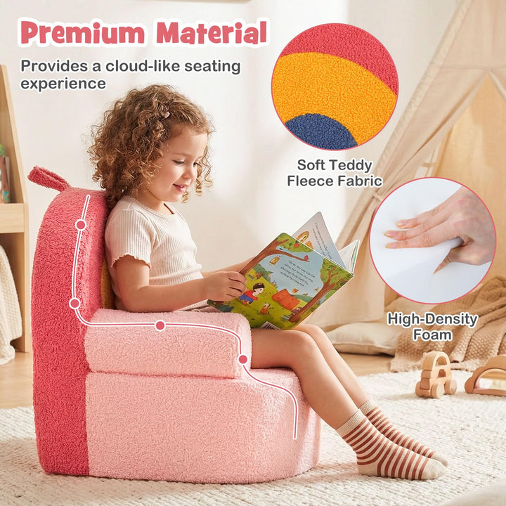 Kids Couch, Toddler Foam Sofa with Soft &amp; Machine-Washable Teddy Fleece Cover