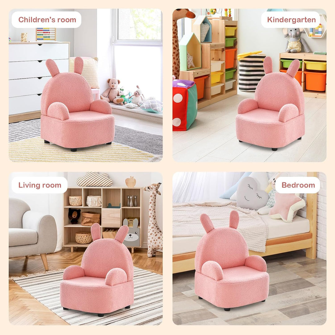 Kids Sofa with Footstool, 2 Seat Toddler Upholstered Couch