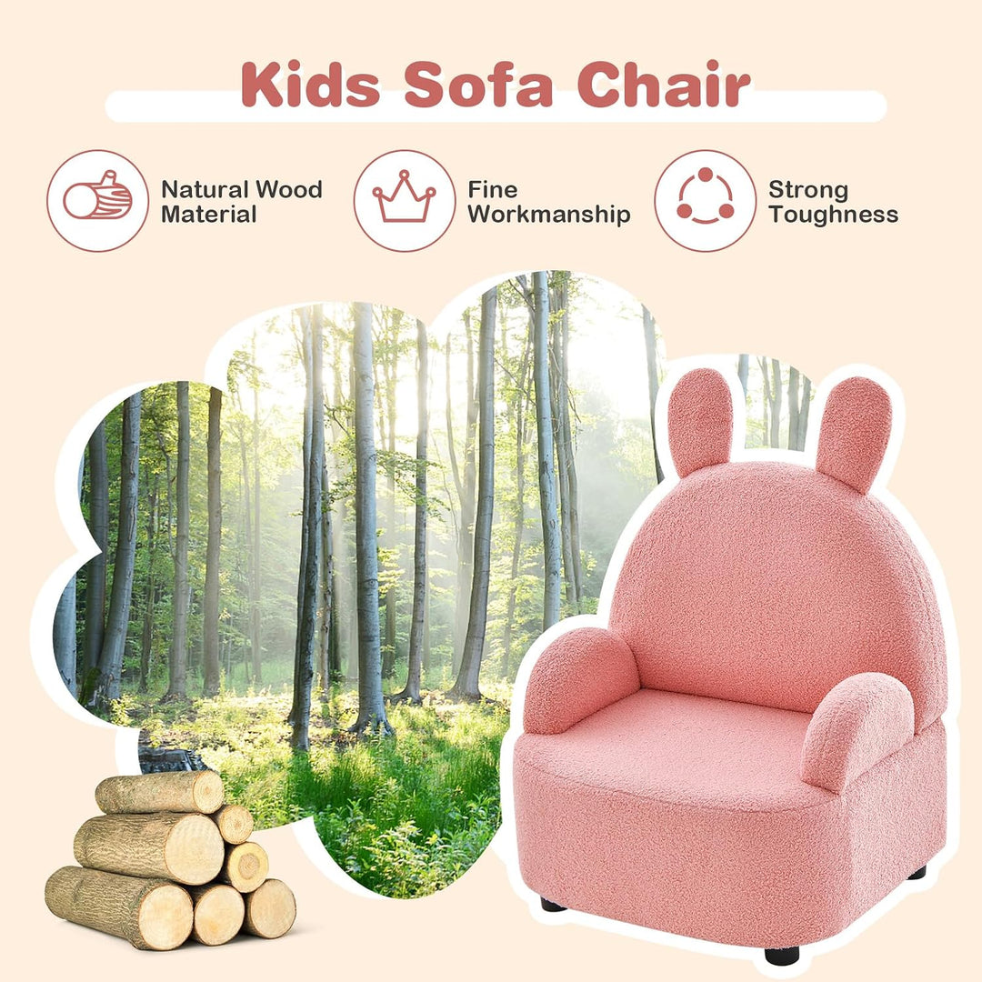 Kids Sofa with Footstool, 2 Seat Toddler Upholstered Couch