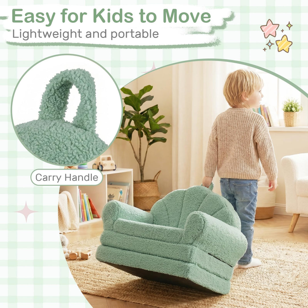 Convertible Kids Sofa, 2-in-1 Fold out Toddler Couch Chair to Lounger Bed with Soft Fabric Cover for Boys Girls, Kids Furniture for Playroom