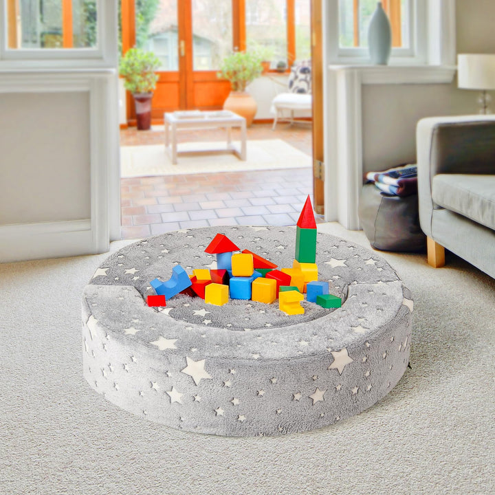 2-in-1 Toddler Sofa Chair, Glow in the Dark Kids Couch with Washable Cover
