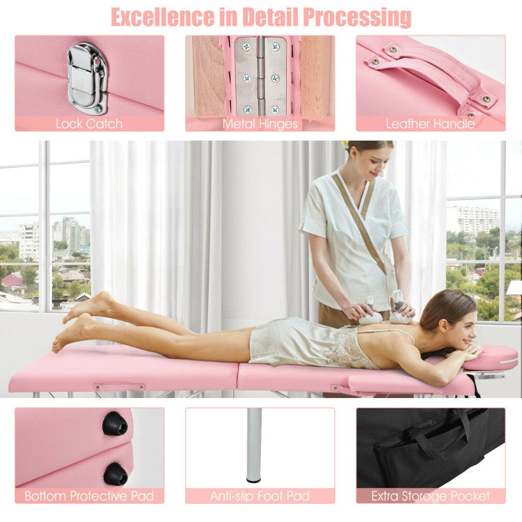 84 Inch Portable Massage Table Lash Bed Height Adjustable Salon Spa Tattoo Bed with Carry Case