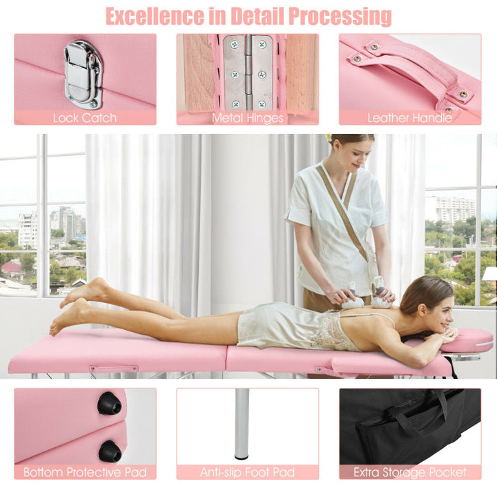 84 Inch Portable Massage Table Lash Bed Height Adjustable Salon Spa Tattoo Bed with Carry Case