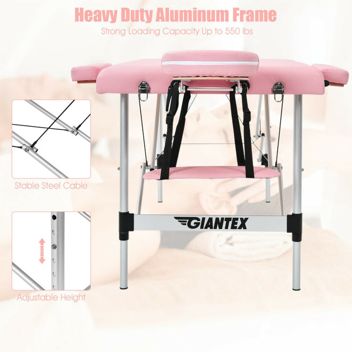 84 Inch Portable Massage Table Lash Bed Height Adjustable Salon Spa Tattoo Bed with Carry Case