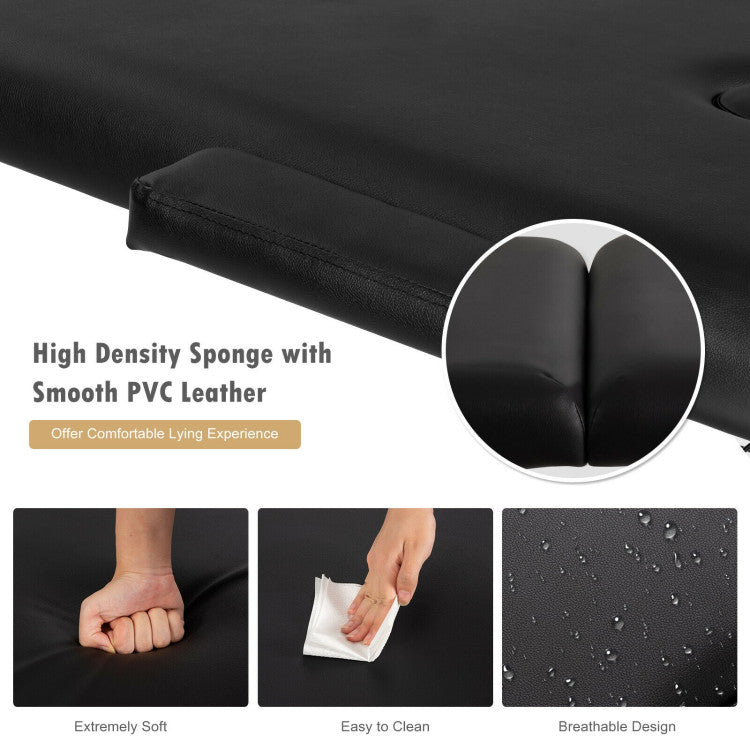 84 Inch Portable Massage Table Lash Bed Height Adjustable Salon Spa Tattoo Bed with Carry Case