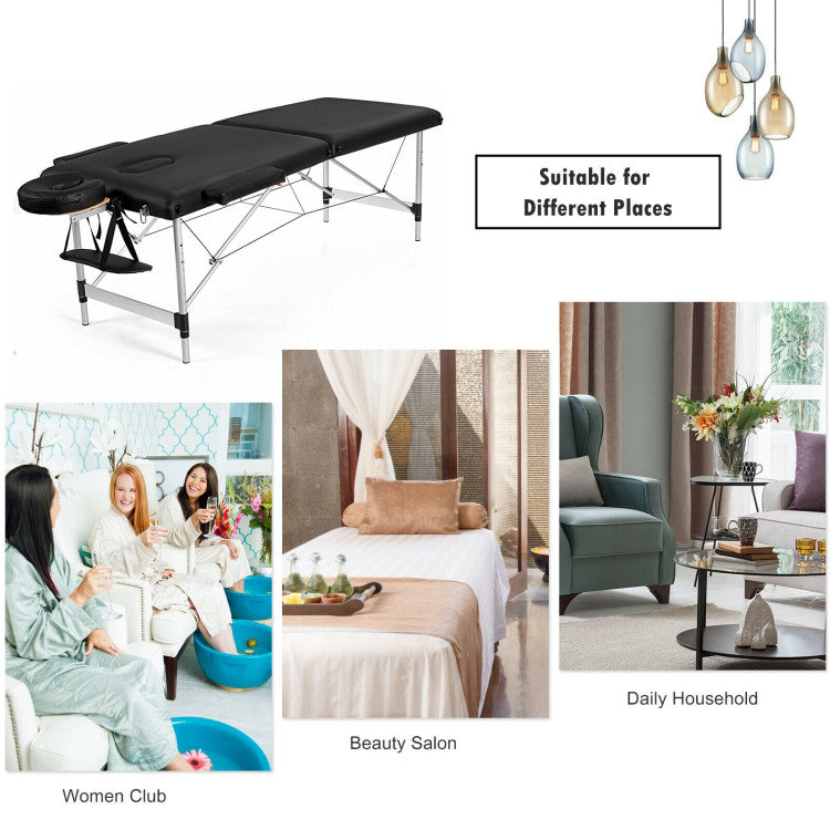 84 Inch Portable Massage Table Lash Bed Height Adjustable Salon Spa Tattoo Bed with Carry Case