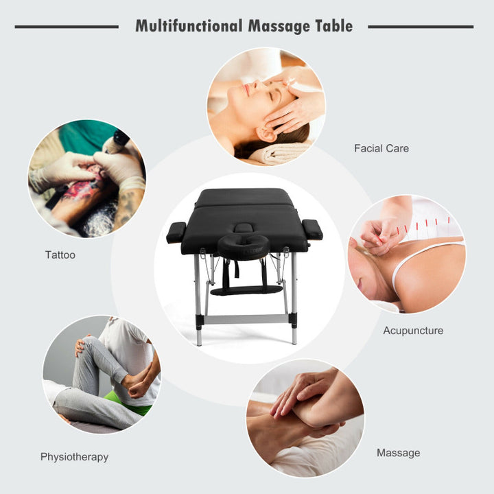 84 Inch Portable Massage Table Lash Bed Height Adjustable Salon Spa Tattoo Bed with Carry Case