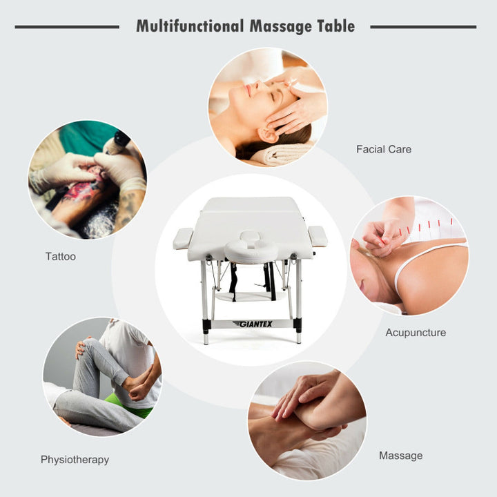 84 Inch Portable Massage Table Lash Bed Height Adjustable Salon Spa Tattoo Bed with Carry Case