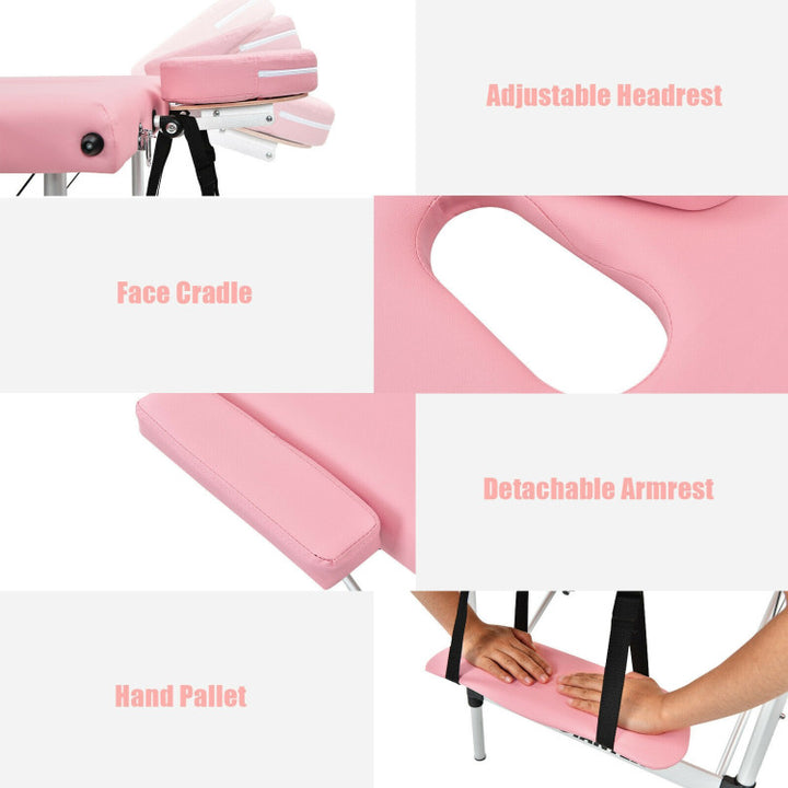 84 Inch Portable Massage Table Lash Bed Height Adjustable Salon Spa Tattoo Bed with Carry Case