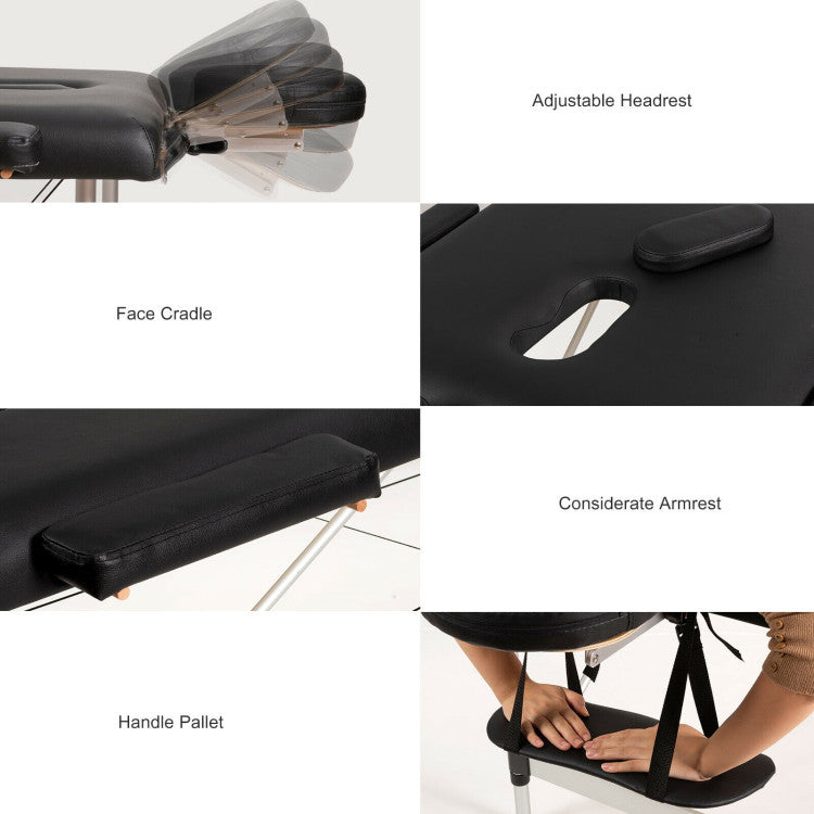 84 Inch Portable Massage Table Lash Bed Height Adjustable Salon Spa Tattoo Bed with Carry Case