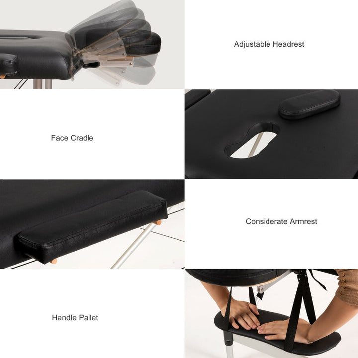 84 Inch Portable Massage Table Lash Bed Height Adjustable Salon Spa Tattoo Bed with Carry Case